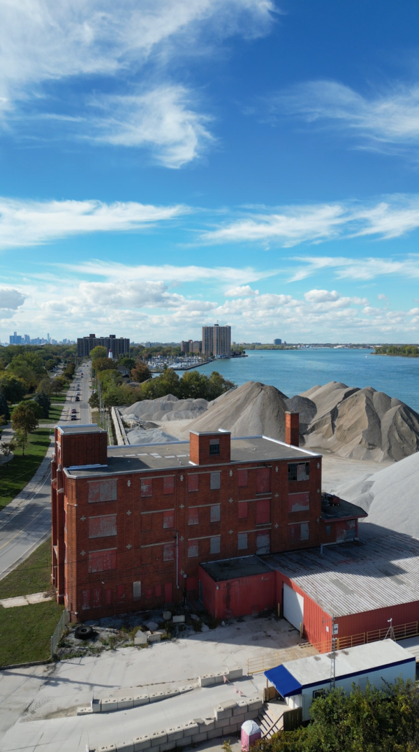 Industrial waterfront aerial view