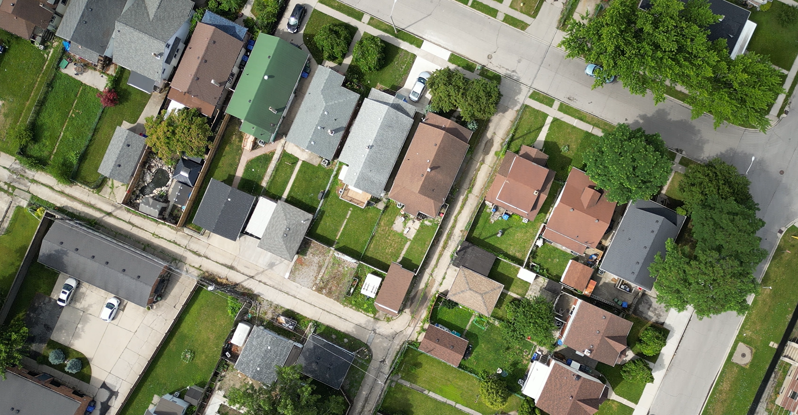 Residential neighbourhood aerial view